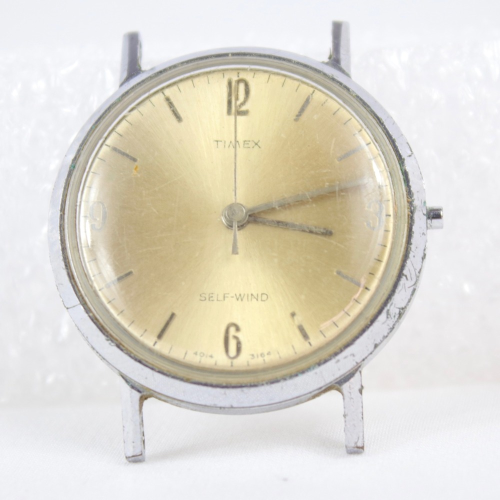 Vintage Timex Self-Wind 4014 3164 Automatic Champagne Dial 33mm Watch Head